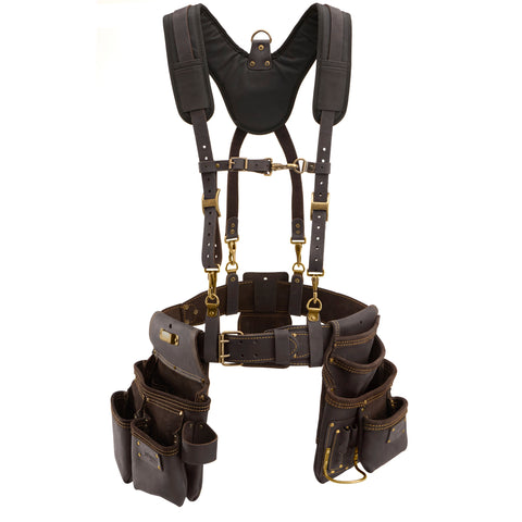 OX Tools Pro Framer’s Tool Rig in Oil Tanned Top Grain Leather with (S/M) Tool Belt and Padded Suspender