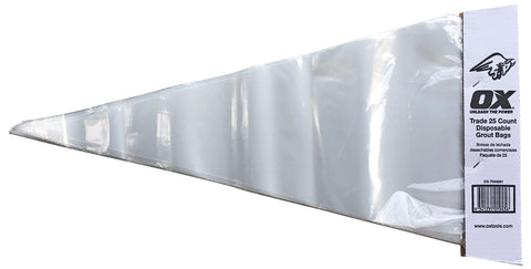 Disposable Plastic Grout Bag/Liners - 25 Pack - OX Tools