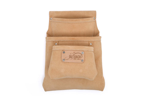 OX Tools Tradesman Fastener Bag | Suede Leather 3 Pocket - OX Tools