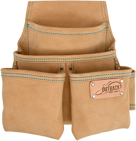 4 Pocket Fastener Pouch | Suede Leather - OX Tools