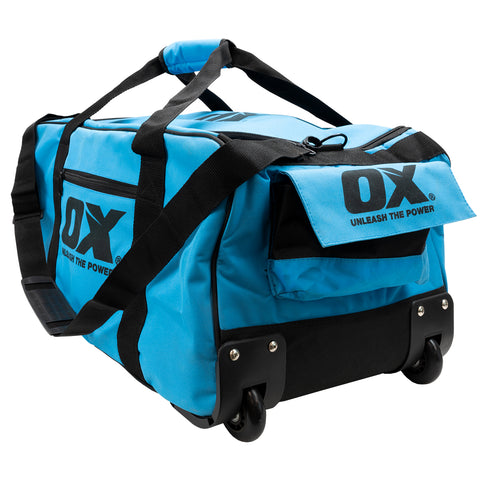 OX TOOLS Pro Series 24-Inch Wide Mouth Tuff Tool Bag with Built-In Wheels | Shoulder Strap & Heavy-Duty Zipper - OX Tools