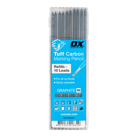 Pro Tuff Carbon Pencil Leads - Graphite Lead | 10-Leads - OX Tools