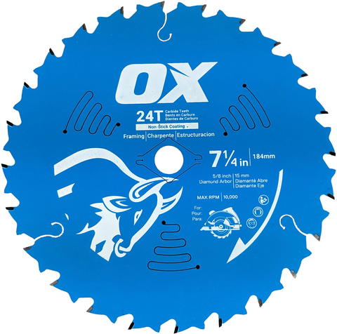 Pro 7-1/4-Inch 24-Tooth Wood Cutting Blades | 10 Pack - OX Tools